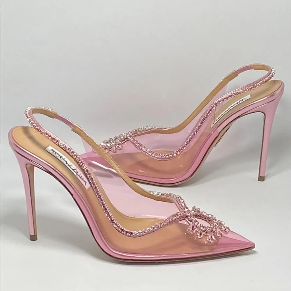 Aquazzura Seduction 105mm crystal-embellished pumps size 38